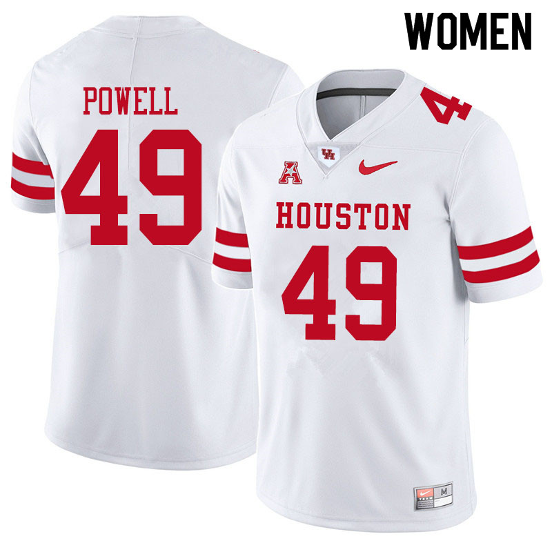 Women #49 Keandre Powell Houston Cougars College Football Jerseys Sale-White